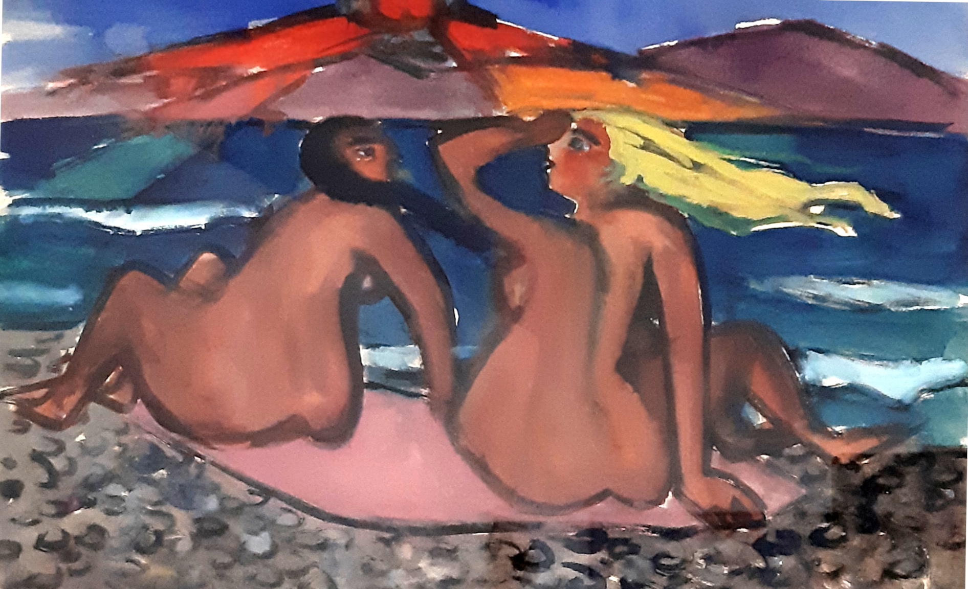 Gerda  Henning: Zwei Frauen am Strand
